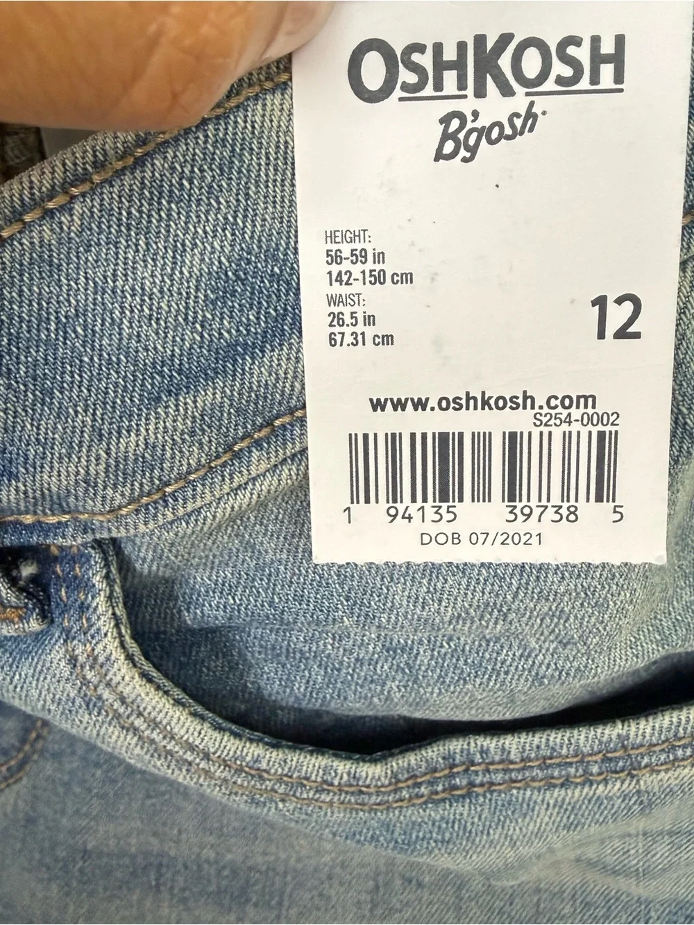 OshKosh Girl's Light Wash Distressed Straight Leg Relaxed Tapered Jeans Size 12